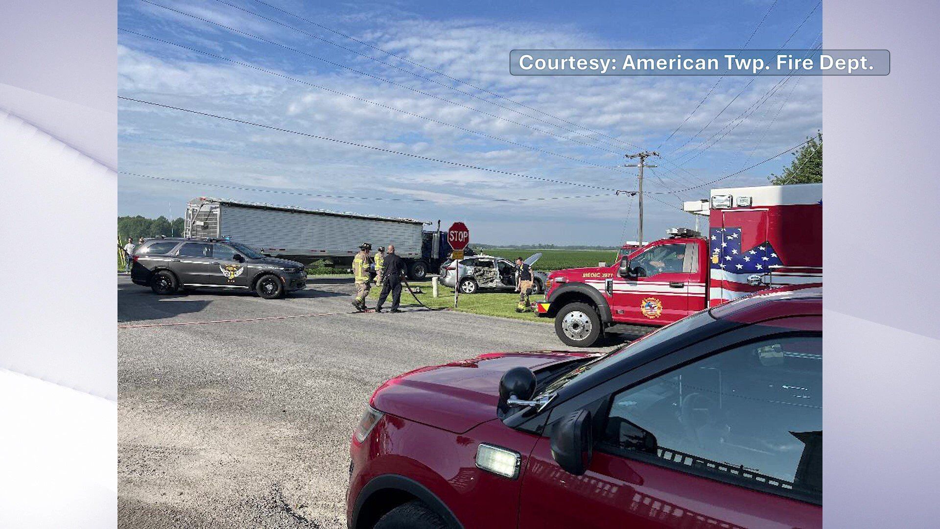 Two hospitalized after crash between car and semi in American Township